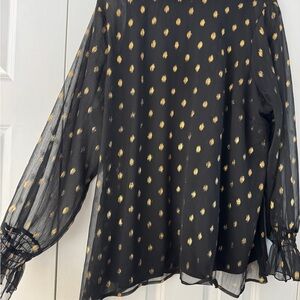 Lane Bryant Black and Gold Sheer Blouse